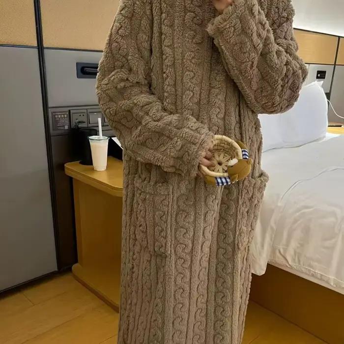 Flanelle Epaisse Femme Polyester Robe de Nuit Longueur Aux Genoux Confort Elégance Occasions Spéciales
