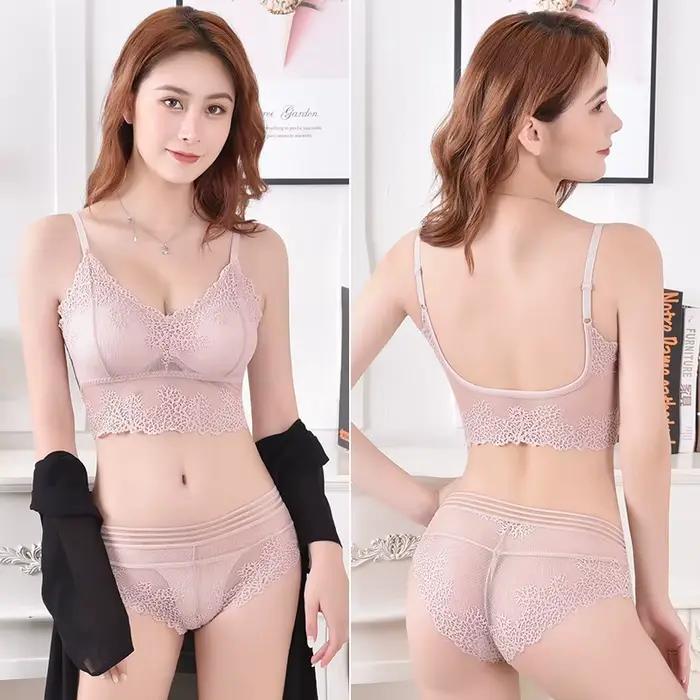Femmes dentelle soutien-gorge et slips ensemble femme Sexy ensemble de Lingerie dentelle Bralette haut court dos nu sans fil soutien-gorge haut taille basse ensemble de sous-vêtements
