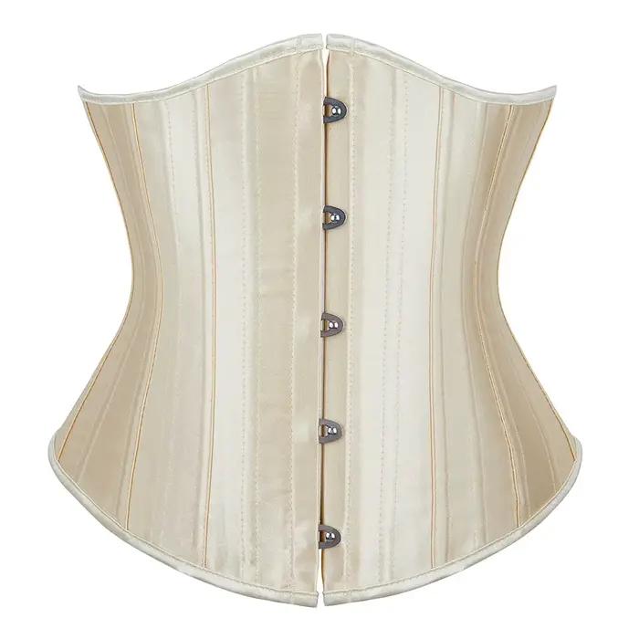 Corset sous le buste noir satiné, 26 ceintures désossées en acier en spirale, cintré à la taille, amincissant, gothique, sablier, bustier