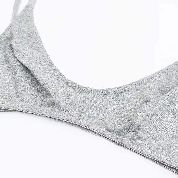 Soutien-gorge en coton pour femmes, sans fil, sans doublure, simple, sportif, quotidien, doux, confortable, respirant, pour femme, gris