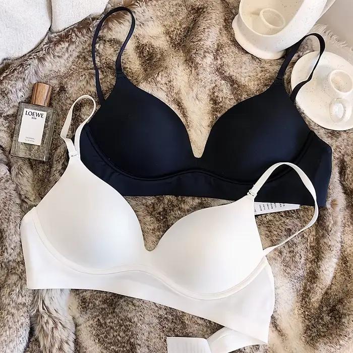 Soutien-gorge Only A en coton fin pour femme, blanc et noir pur, vêtements de nuit confortables et sexy, bralette sans fil à la mode