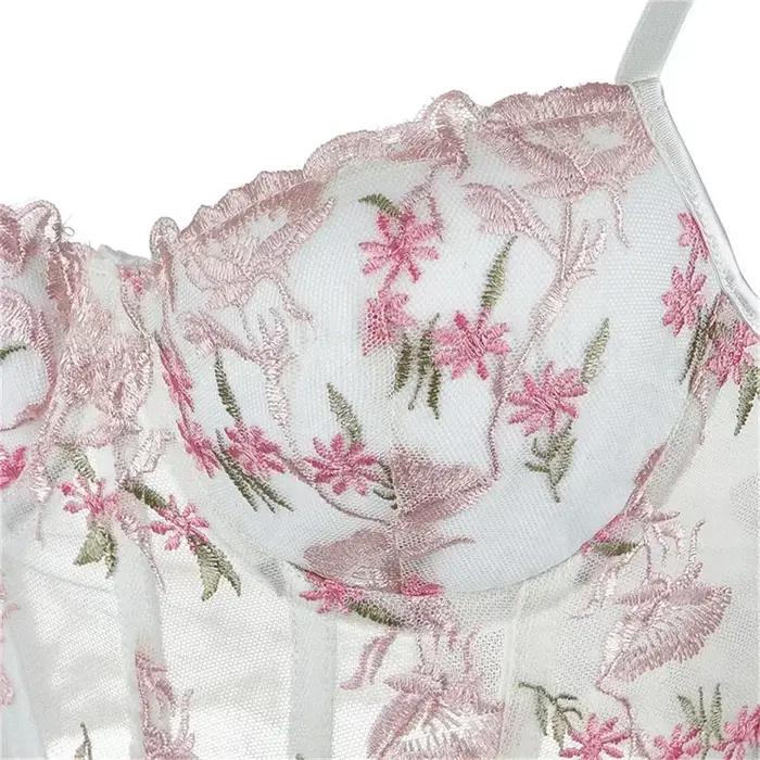 Corsets à motifs brodés pour femmes, haut court, amincissant, modelant le corps, Lingerie, grande taille, été