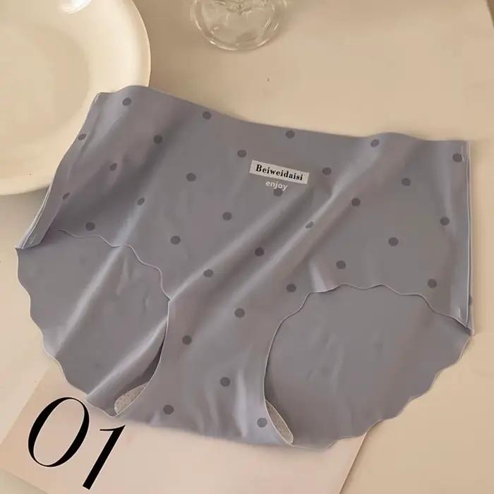 Culottes Douces en Soie Glacée à Pois Taille Moyenne pour Femme – Sous-vêtements Confortables et Sans Coutures – Idéal Cadeau