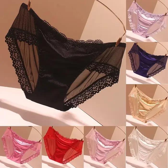 Slip en satin sans lueur pour femme, sous-vêtement doux et soyeux, léger et sexy, blanc, noir, peau, bleu foncé, violet, rose, rouge, M L TAN