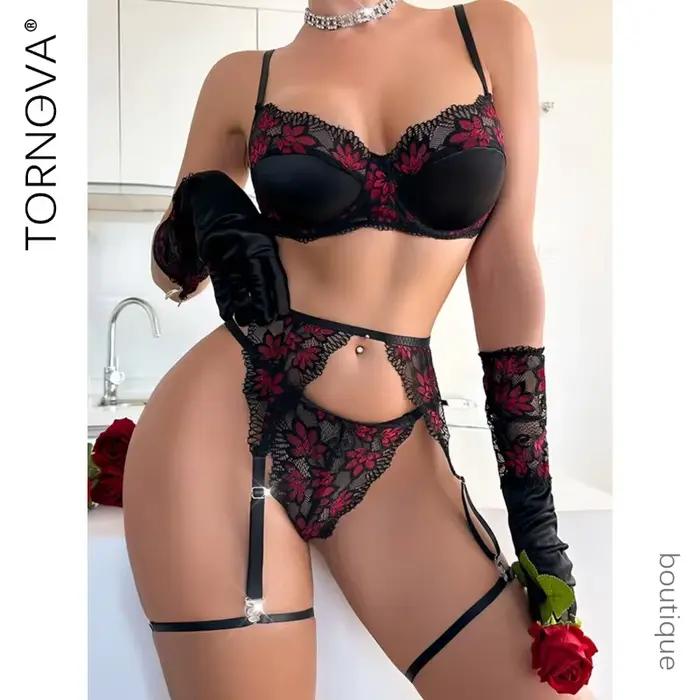 Tornova Dámska sexy spodná bielizeň Propagačný set podprsenky a nohavičiek Priehľadná