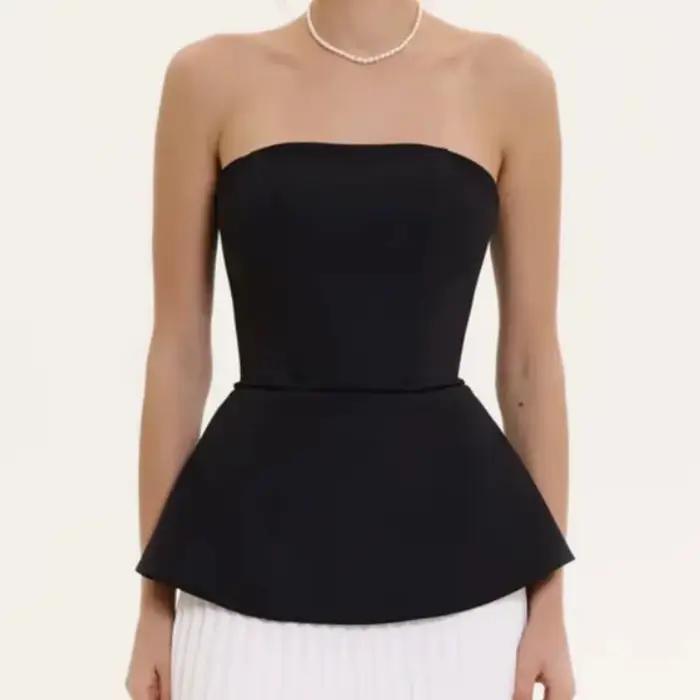 Top bustier à baleines, design tendance automne européen et américain, bretelles sculptantes, amincissant, épaules dénudées