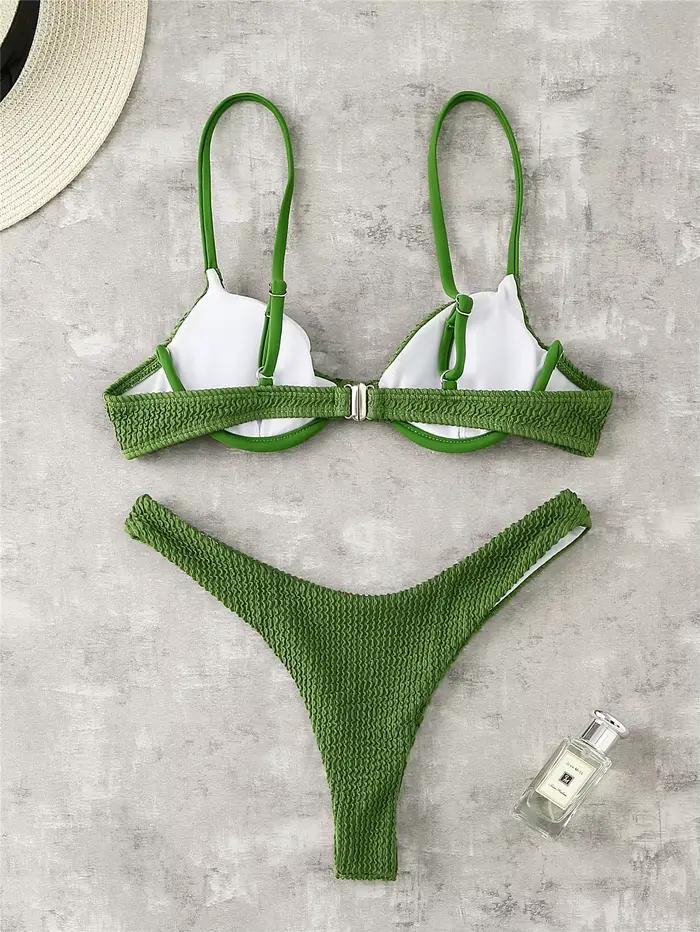 Maillot de bain sexy à armatures 2026 pour femme, blanc et noir, push-up, côtelé, micro, brésilien, plissé, string, pour la plage