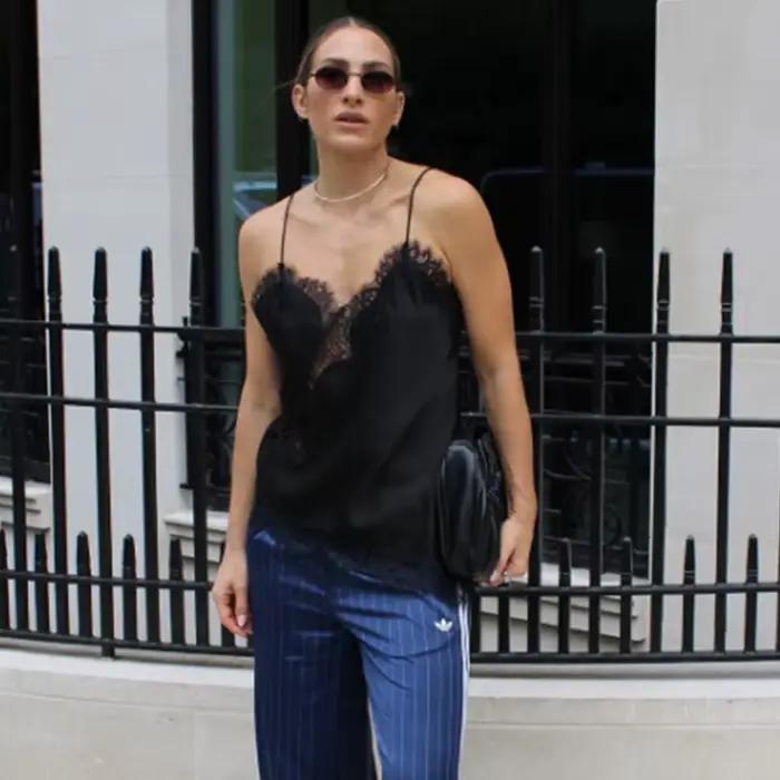 HXAO dámsky čipkovaný crop top s odhaleným chrbtom Sexy modrý top bez rukávov Dámska asymetrická camisola na párty čierna žltá