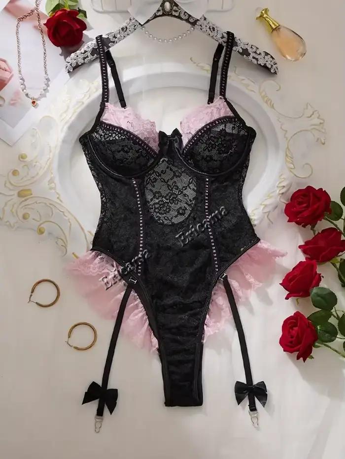 Lingerie sexy sans entrejambe pour femme, body évidé ultra-séduisant, costumes érotiques, robe babydoll, sous-vêtements élastiques, tenue à entrejambe ouvert
