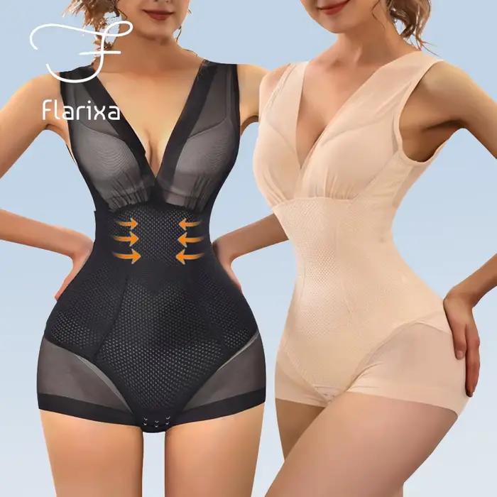 Flarixa – maillot de corps en maille Sexy pour femmes, soutien-gorge Push Up, débardeur, formateur de taille, ventre plat, Lingerie transparente