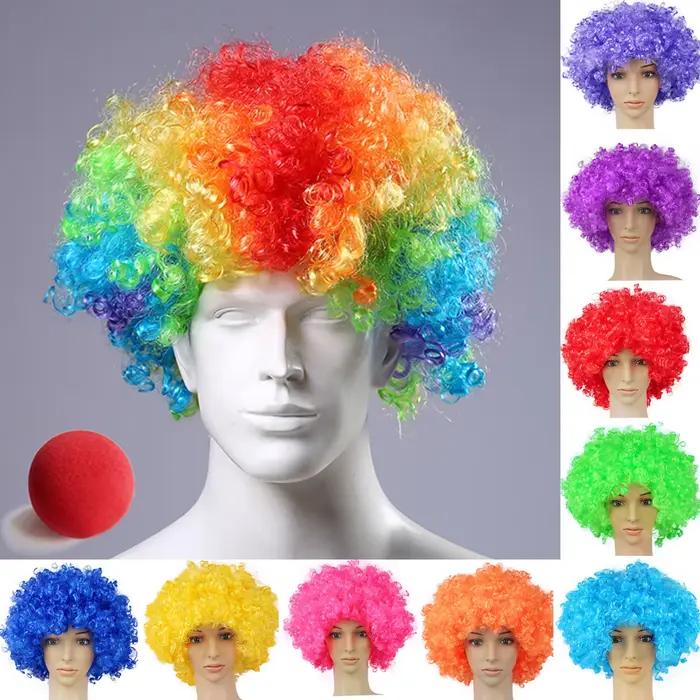 Farebná parochňa klauna syntetická afro kučeravá cosplay