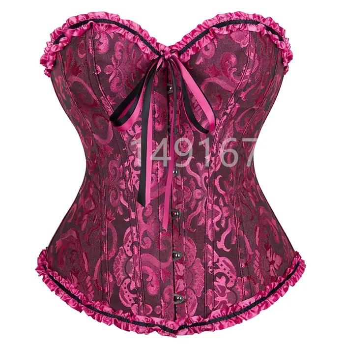 Sapubonva rouge Corset haut bustier femmes victorien Sexy blanc noir vert Vintage fleur surbuste grande taille Lingerie Corselet