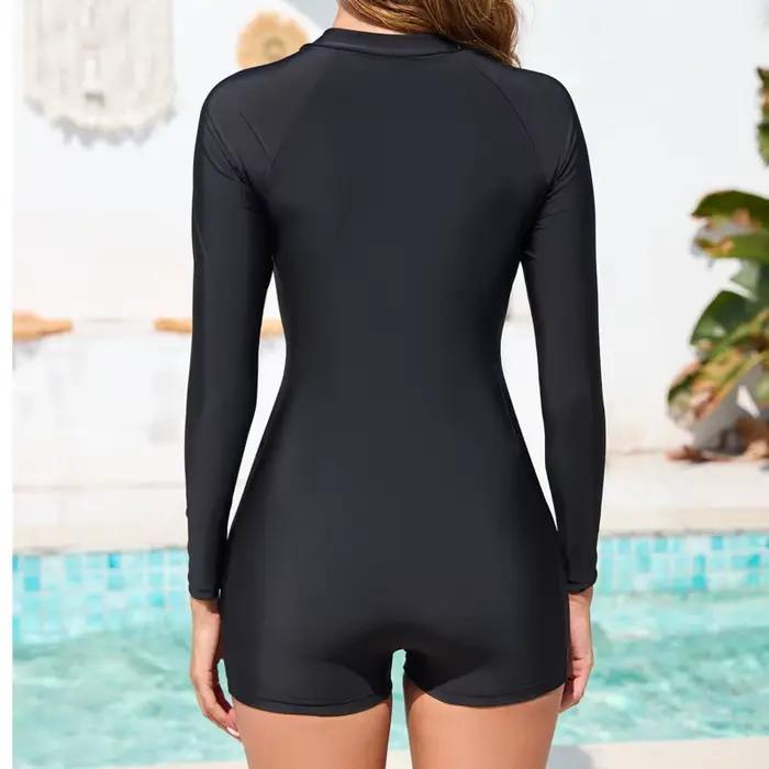 Maillot de bain CeCheetah pour femmes une pièce avec zip manches longues pour nager surf et plage occassions spéciales