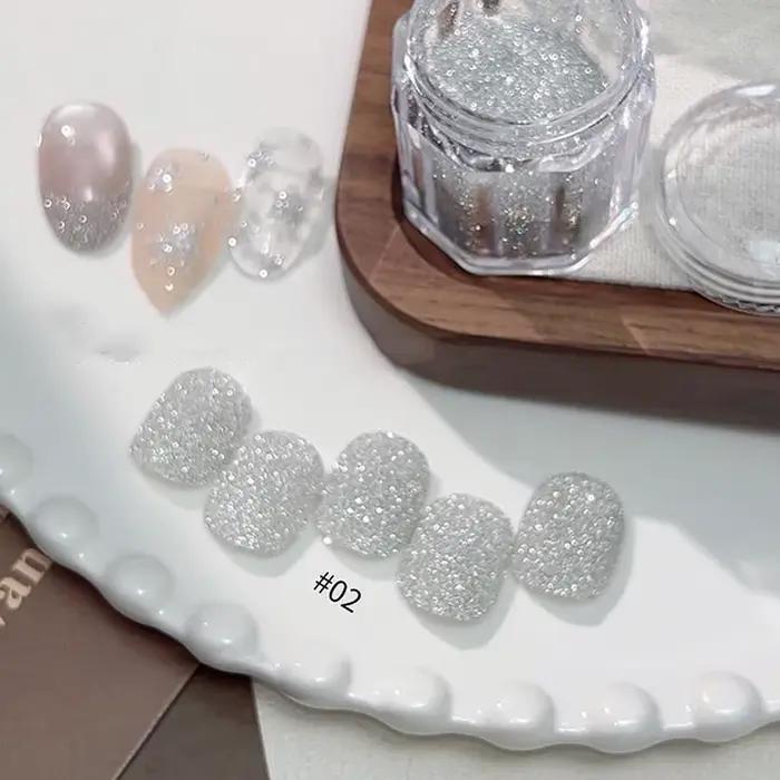Strieborný diamantový prášok na nechty 5g - Ultra jemný trblietavý pigment na akrylové a gélové