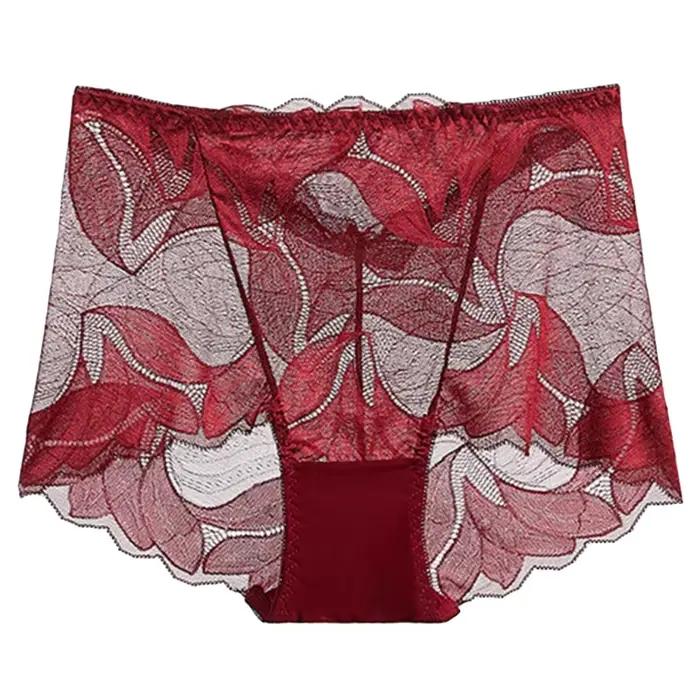 Culotte imprimée florale respirante pour fille, sous-vêtement sexy, slim, confortable, transparent, doux, solide, dropsunshine