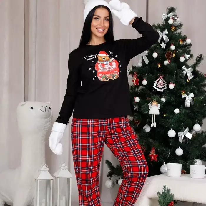 Ensemble pyjama pour femmes, imprimé écossais, manches longues, pantalon Long, vêtements de maison, nouvelle collection 2025