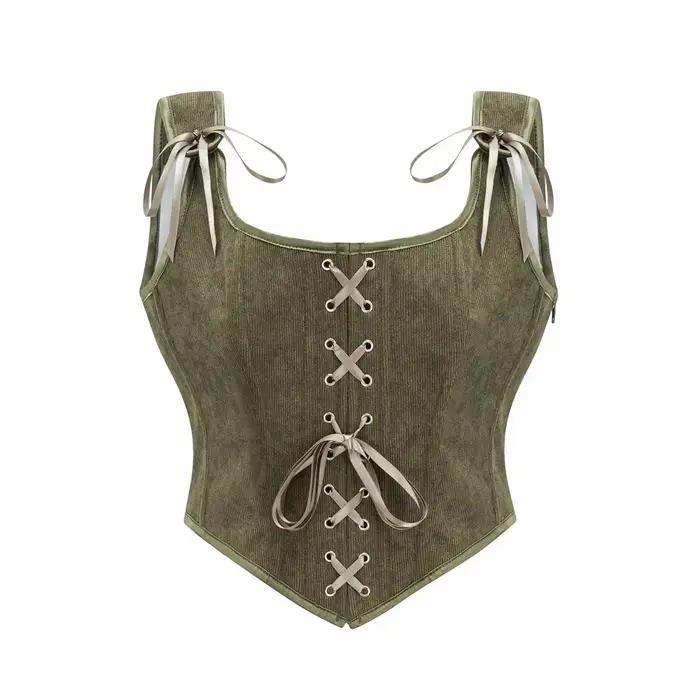 Corset Renaissance Médiévale pour Femme, Bustier Vintage, Crop, Lacets, Bretelles Corselet, Débardeurs, Camisole