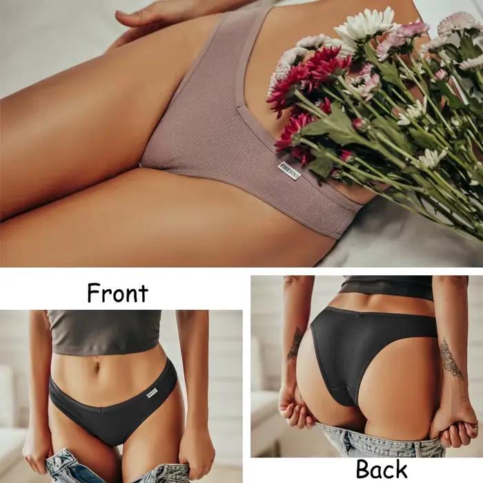 FINETOO 3/5 kusov bavlnené brazílske nohavičky pre ženy Sexy V-pás t-back spodná bielizeň