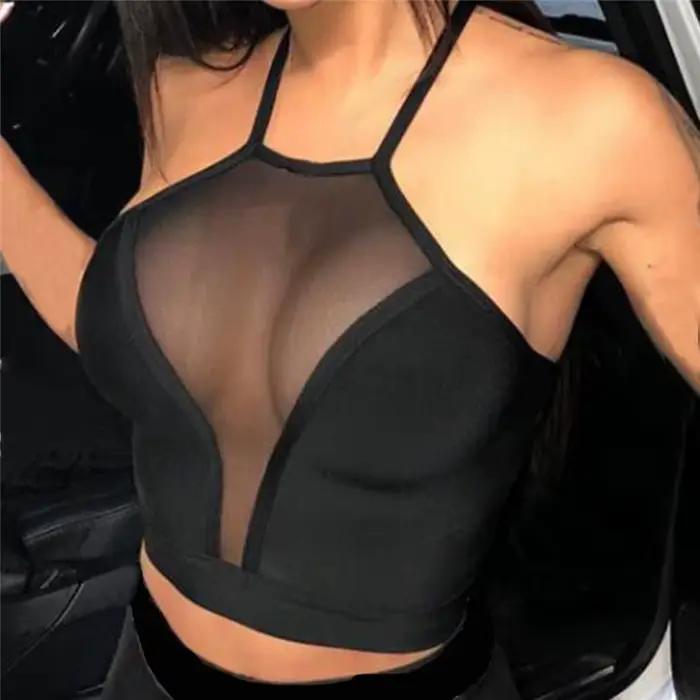 Sexy sieťkovaný krátky top pre ženy na leto
