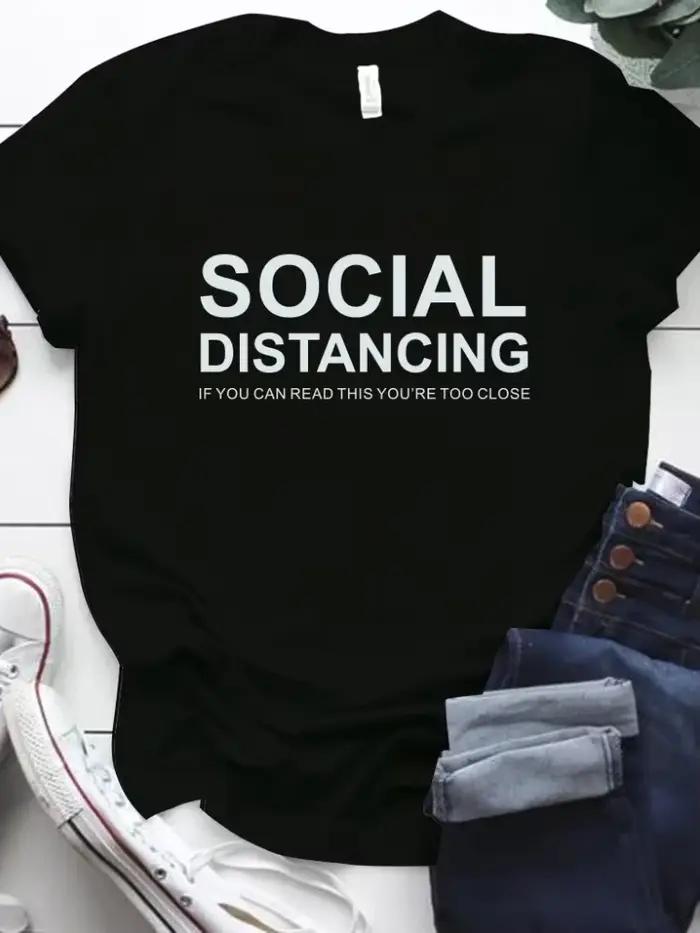 Tričko s potlačou sociálneho dištancu pre ženy