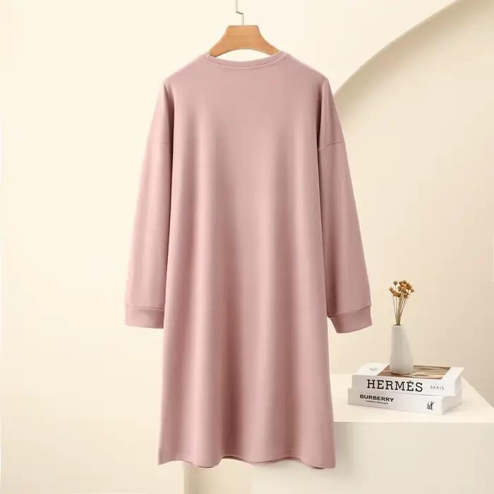 Chemise de nuit en velours optique pour femme, chemise de nuit mi-longue, vêtements de nuit chauds, grande taille, automne et hiver