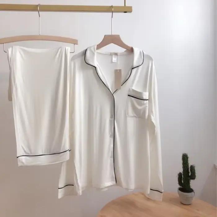 Ensemble de pyjama Modal en gros européen et américain Pyjamas simples pour femmes