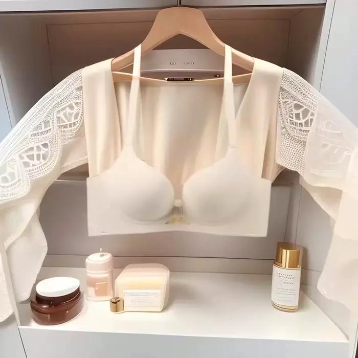 Soutien-gorge pour petits seins soulève et renforce sans coutures femme quotidien tricoté elasthanne nylon trois-quarts