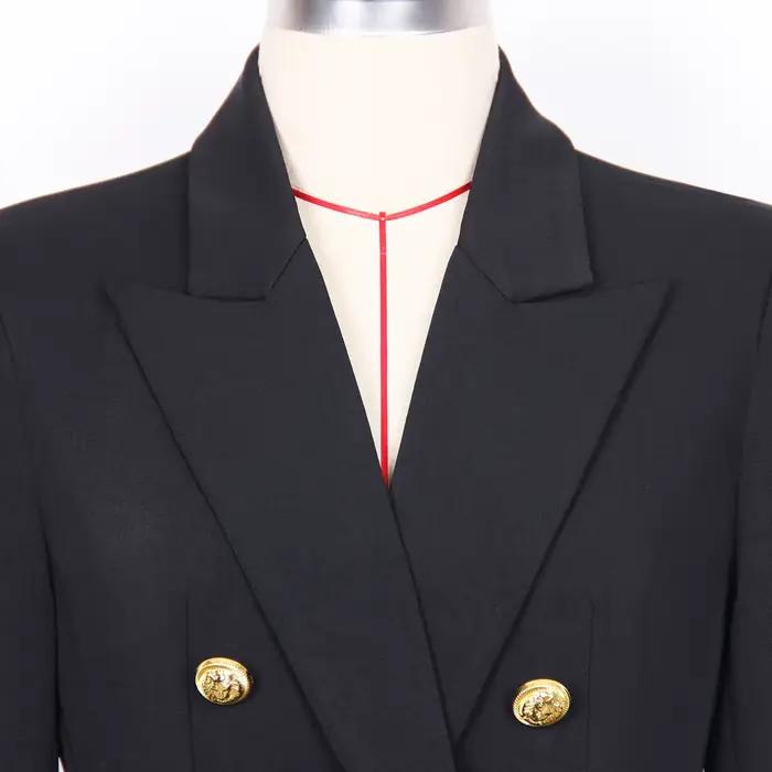 Blazer en coton et polyester pour femmes, coupe régulière, boutonnage double, style bureau dame, pour toutes les saisons