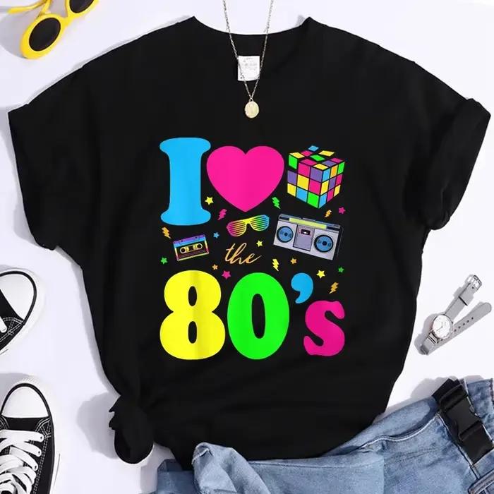Nová móda Milujem 80. roky Tričko pre ženy Vintage 80.