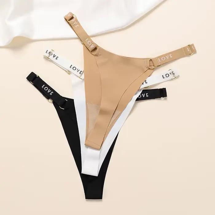 Tanga et string sans couture en forme de V pour femme, 3 couleurs, sous-vêtements invisibles pour femme 2026