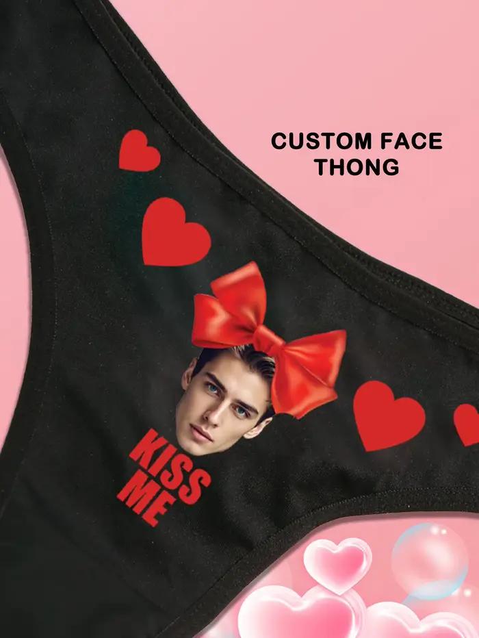 Sous-vetements personnalisables en polyester avec avatars de couple et lettres d'amour imprimées pour femmes occasions spéciales comme Saint Valentin et Noel