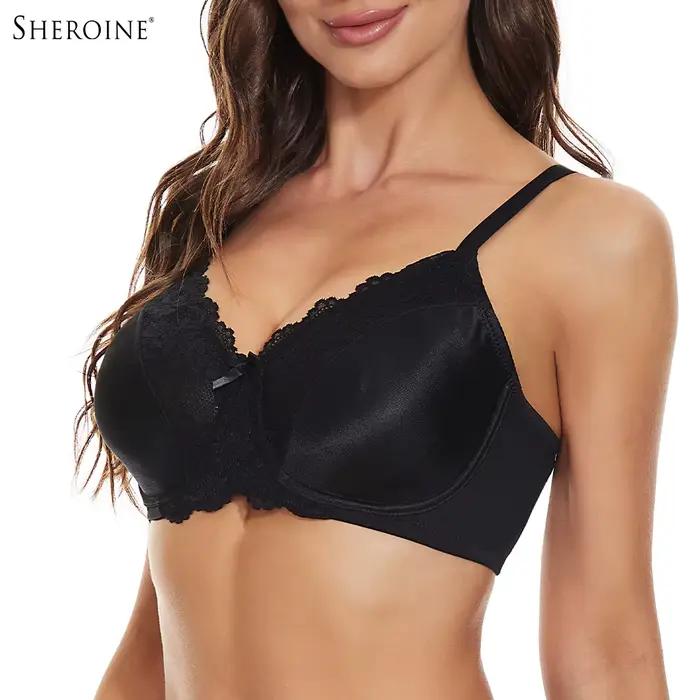 Sheroine – soutien-gorge à armatures en dentelle, minimiseur floral, couverture complète, soutien-gorge non rembourré pour femmes, confort quotidien, soutien-chemise