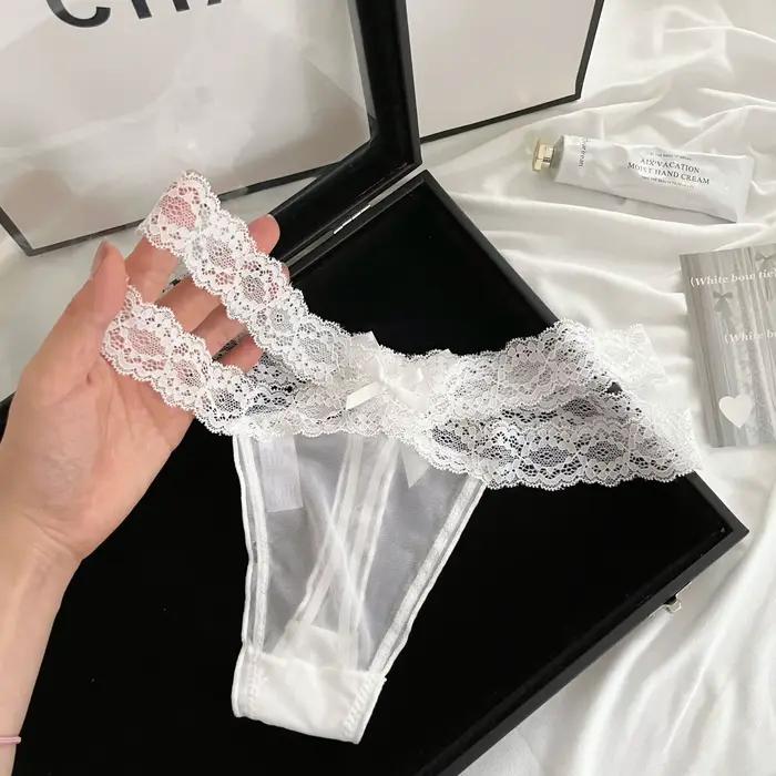 Tongs femme sexy lingerie féminine culotte femme string en dentelle taille basse string maille nœud détail respirant dames slips