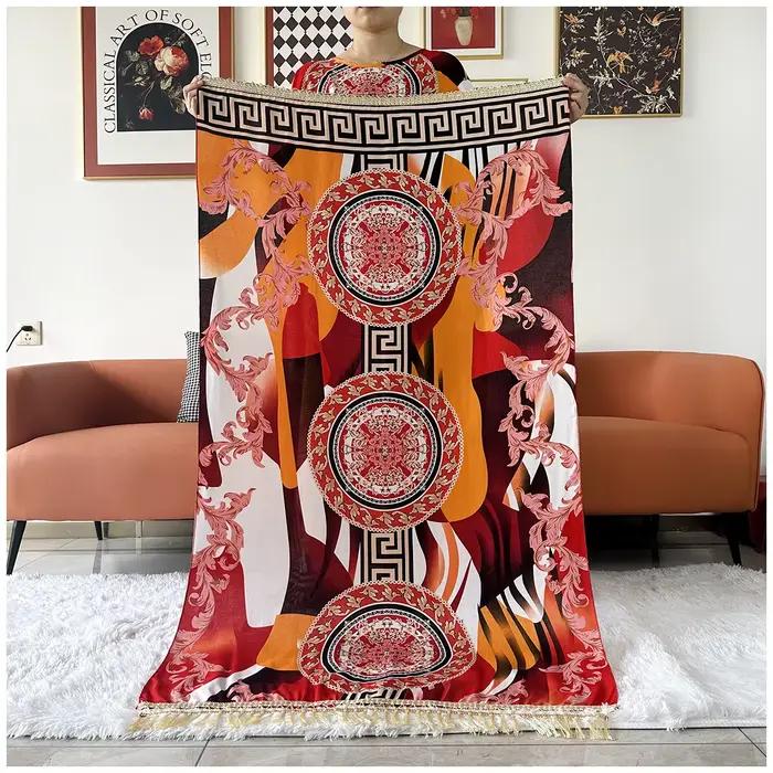 Dámske africké bavlnené dashiki kaftan s kvetinovou potlačou