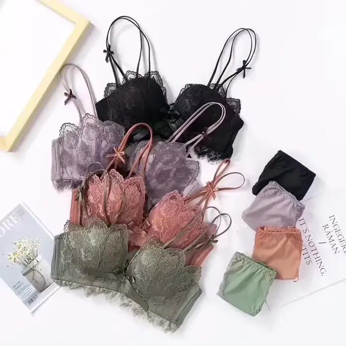 Lingerie à la mode pour femmes, petits seins montrent une grande rassemblement sans anneaux en acier, soutien-gorge Sexy à fermeture en dentelle et beau soutien-gorge au dos