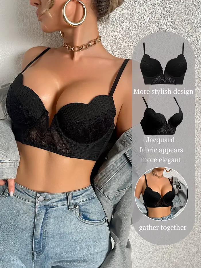 Sexi čipkovaná podprsenka s hlbokým výstrihom pre ženy