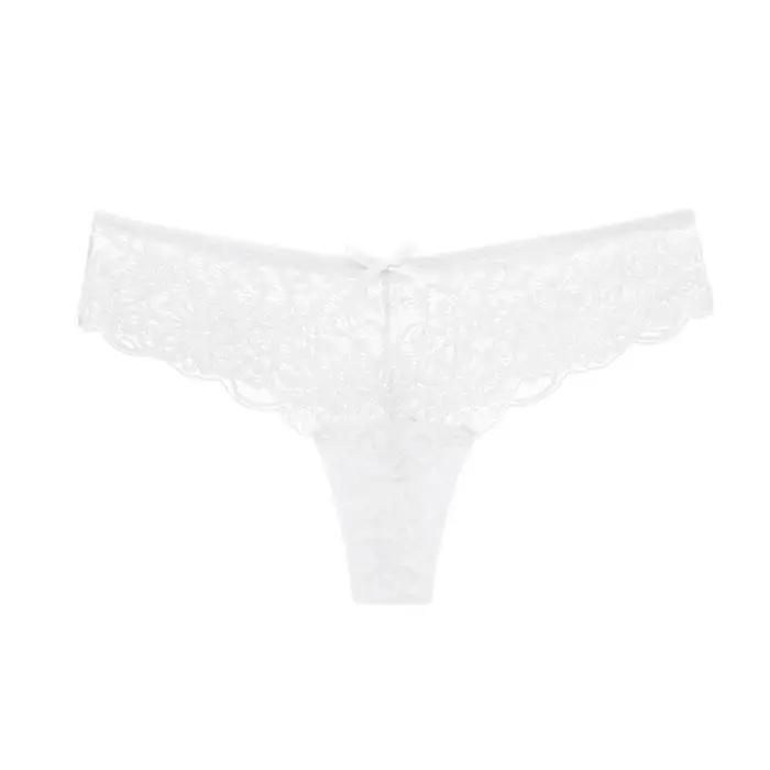 String Sexy en Dentelle pour Femme, Culotte Taille Basse avec Nministériels d Papillon, Broderie Florale, Charmant String, LencBR