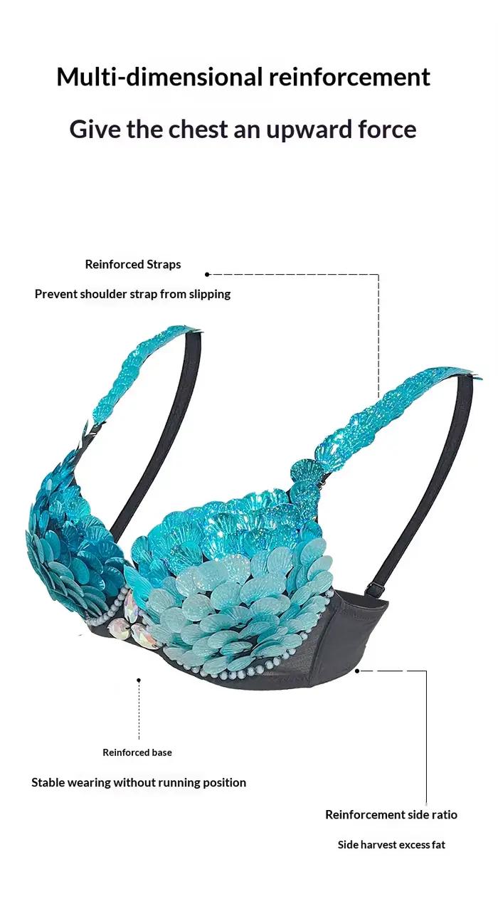 Haut de soutien-gorge Festival éblouissant – Soutien-gorge de danse du ventre fait à la main pour carnaval, Rave, brûleur et fête costumée |   Vêtements de danse DIY pour femmes