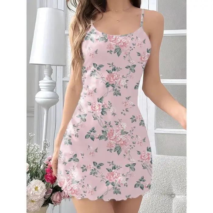Vêtements de nuit pour femmes, mode Vintage, chemise de nuit florale, imprimé Floral, robe de nuit, respirante, confortable, vêtements de maison