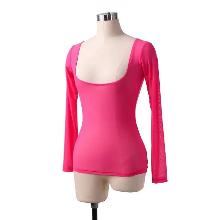Body d'entraînement de danse du ventre pour femmes, Sexy, buste ouvert, maille transparente, justaucorps, sous-vêtements de danse pour dames