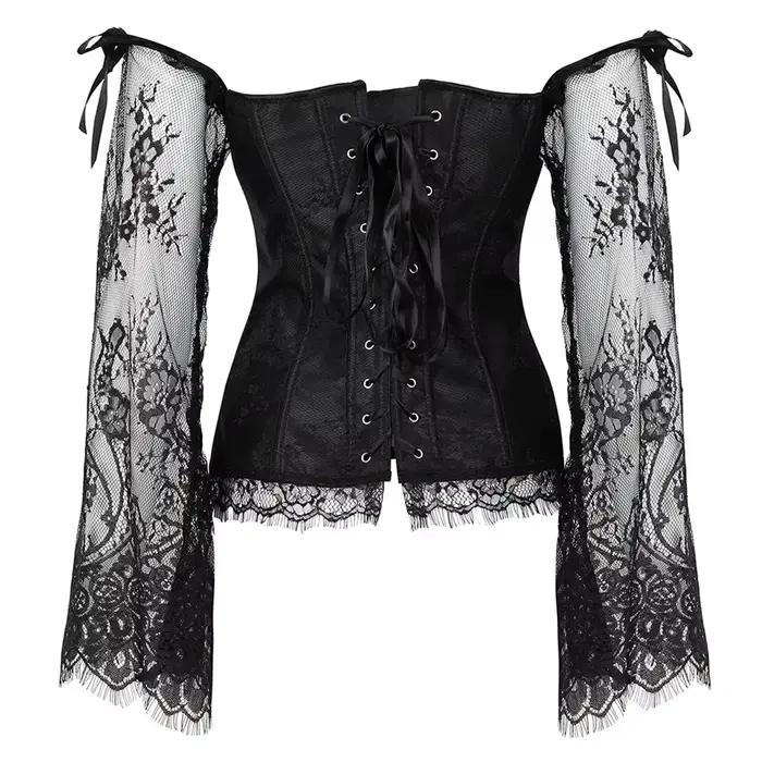 Manches longues élégant gothique Corsets Sexy épaules nues à lacets surbuste Corselet femmes corps taille formateur Cincher Shapers Bustiers
