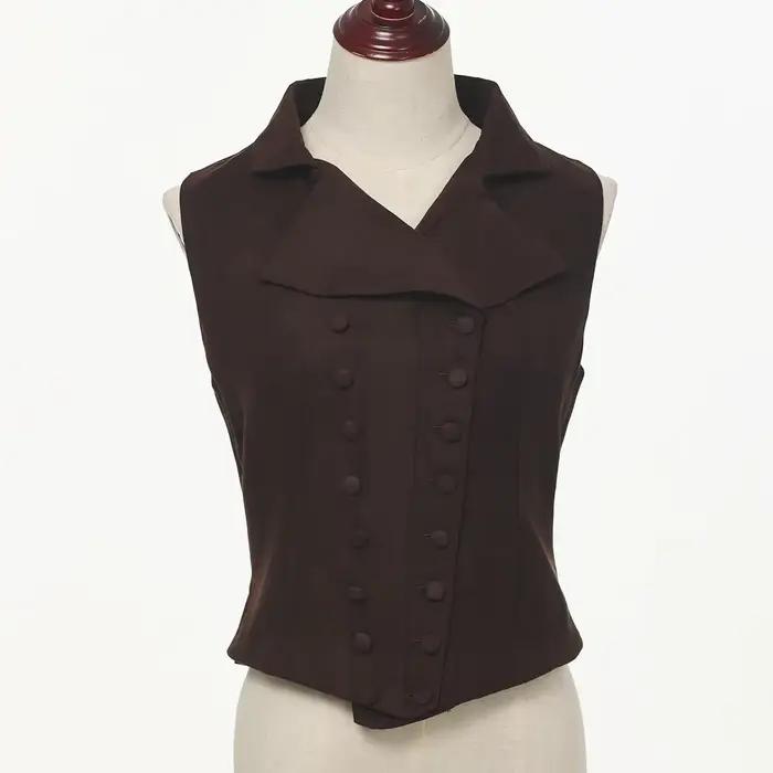 Gilet victorien pour femme, style Renaissance médiévale, col en V, double boutonnage, corset