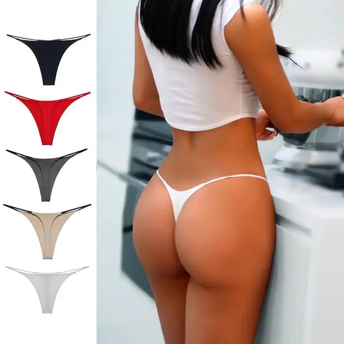 String sexy pour femmes, sous-vêtements, culotte en coton, avec ceinture fine, double épaisseur