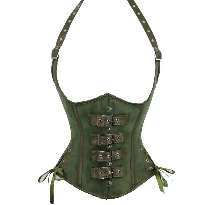 Corsets et bustiers steampunk, sexy, à col halter, gaine de taille synthétique, corset gothique rouge, haut de corset pour femme, vêtements d'extérieur, corselet