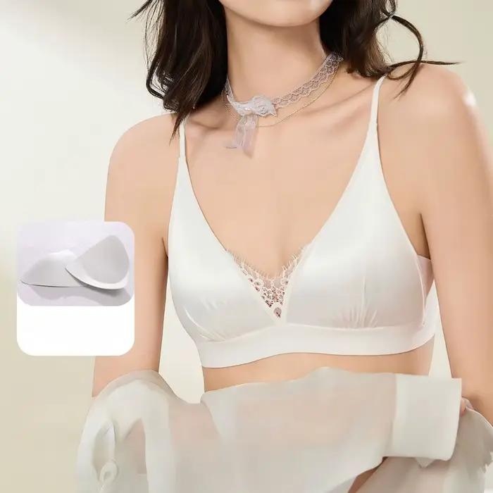 Soutien-gorge élégant français sans armatures, lingerie de luxe en satin, bralette pour petite poitrine, soutien-gorge d'été fin en dentelle, bralette élégante et confortable