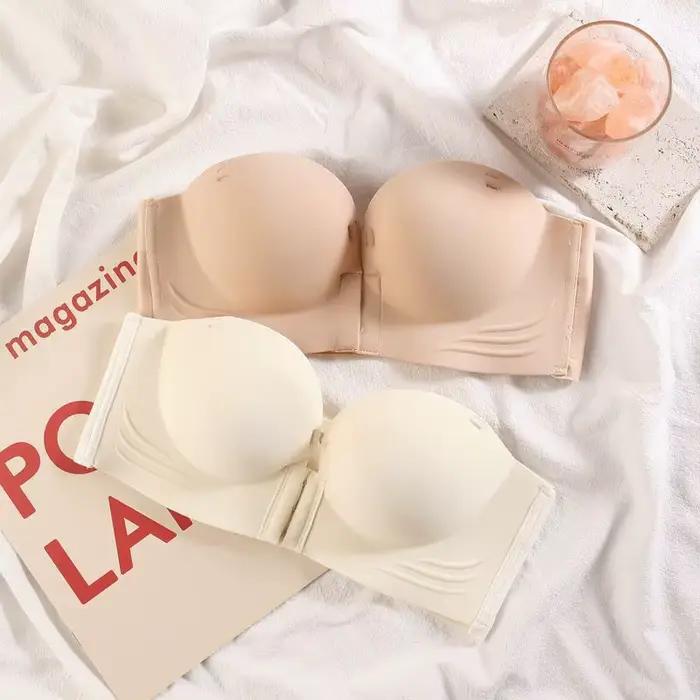 Predný zapínací podprsenka pre ženy: bez ramienok