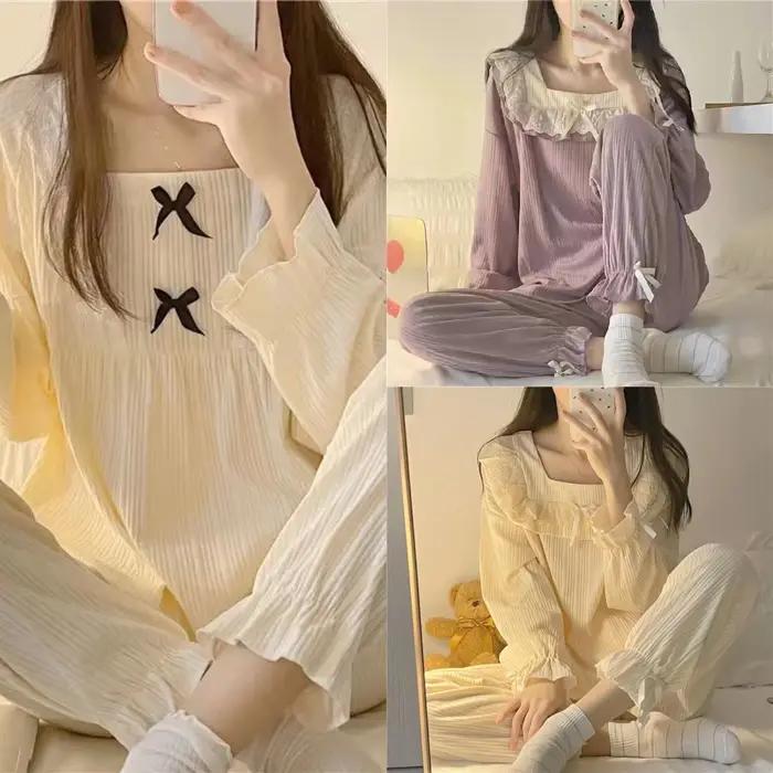 Pyjamas pour filles printemps automne doux et confortable style mignon et amusant occassions spéciales étudiants princesses nuitées et cadeaux