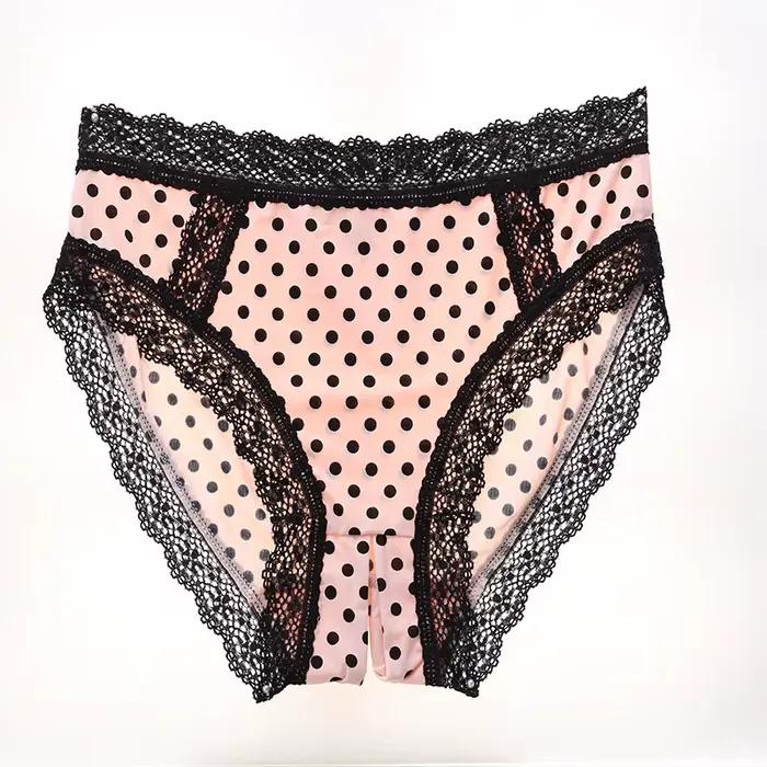 1pc Lingerie sous-vêtements femmes arc nouvelle dentelle culottes slips taille basse solide point couleur filles coton Pantes