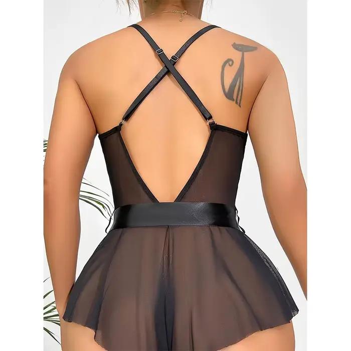 Lingerie Sexy pour femmes, Costumes Teddy Porno transparents, robe en dentelle, sous-vêtements grande taille, soutien-gorge ouvert, vêtements de nuit