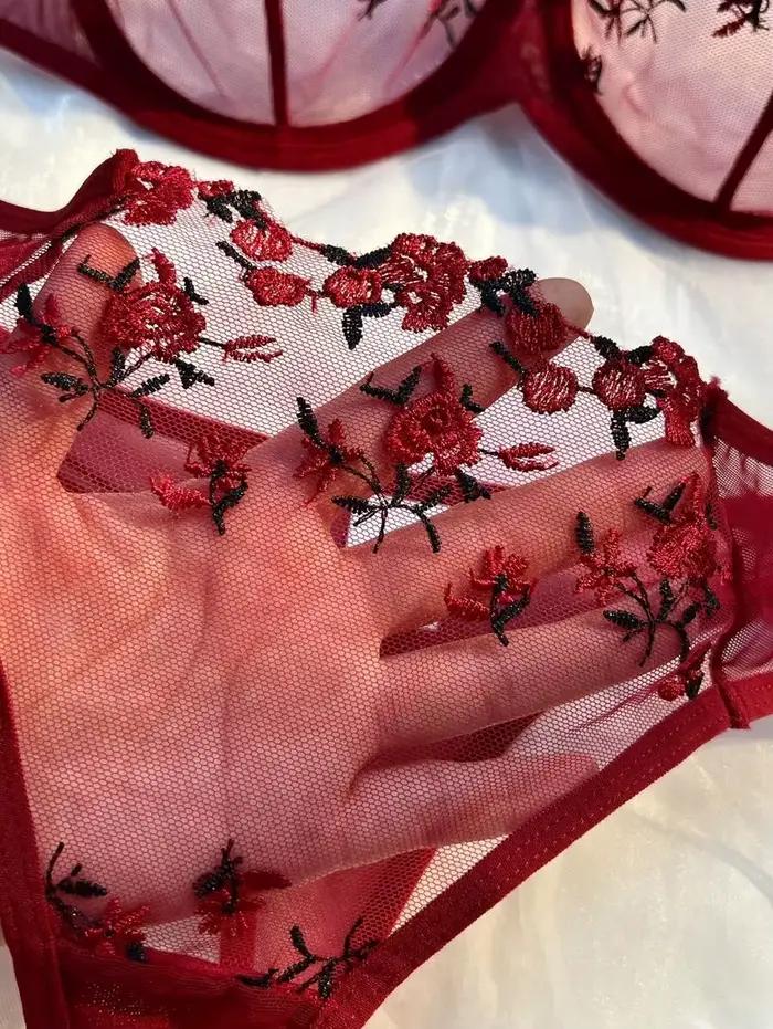 Ensemble de Lingerie Sexy romantique fantaisie Eroticу pour femme, 2 pièces, sous-vêtements transparents pour femmes, broderie, beaux ensembles soutien-gorge et culotte
